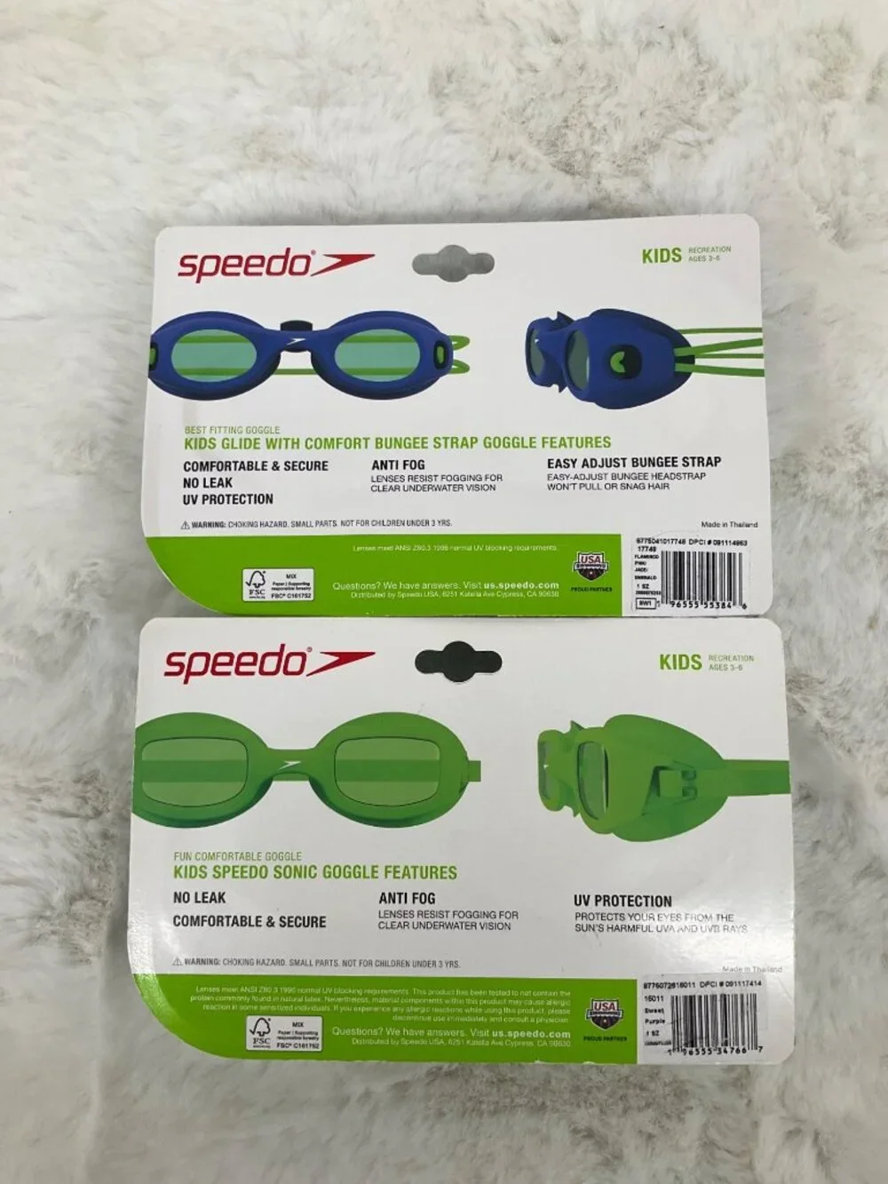 Speedo 2pk Swim Goggles Kids age 3-6 - Anti Fog No Leak UV Protection NEW Pink